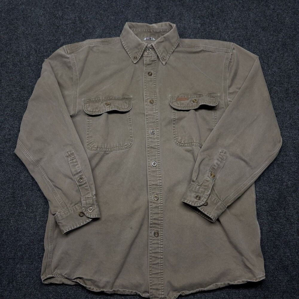 Carhartt S09 Marsh Oakman Sandstone Twill Work Shirt Mens Medium Regular Brown